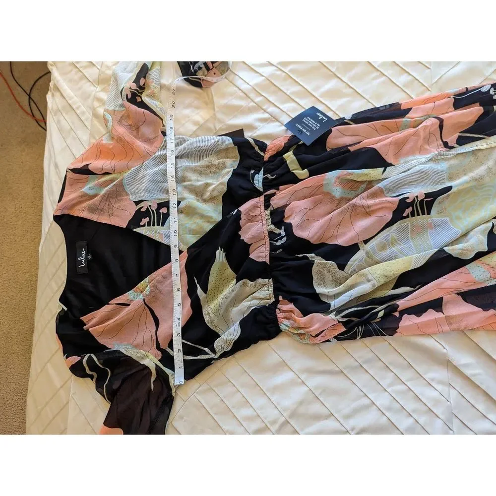 Lulu's wondrous water lilies black floral print maxi dress nwt sz S - Picture 7 of 7